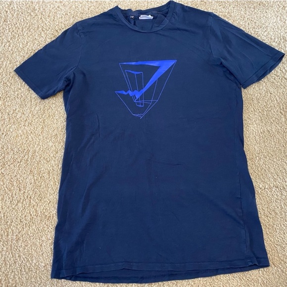 Gymshark Shirt Blue Performance Spell Out Gym Workout Gain Lifter Size M - Picture 1 of 3